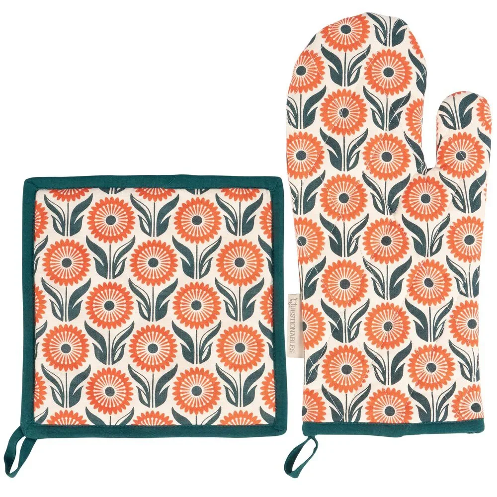Whatever Happens We're Eating It Floral Oven Mitt & Potholder Set
